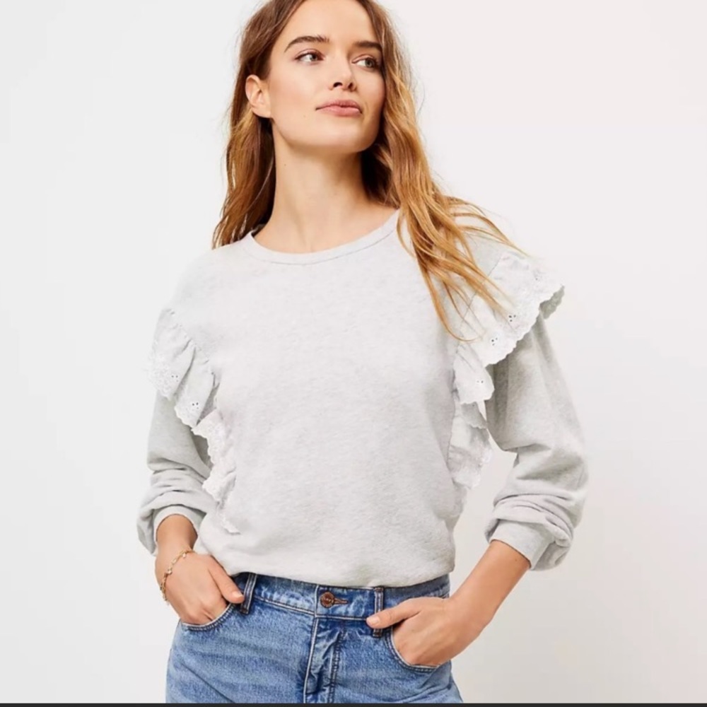 LOFT embroidered ruffles sweatshirt